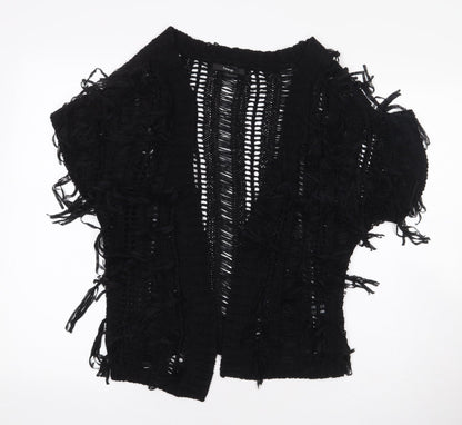 George Womens Black V-Neck Acrylic Cardigan Jumper Size 10 - Tassles