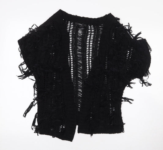 George Womens Black V-Neck Acrylic Cardigan Jumper Size 10 - Tassles