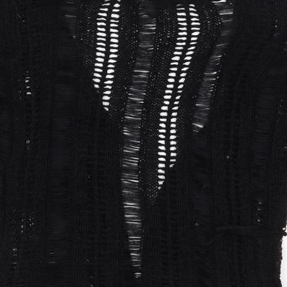 George Womens Black V-Neck Acrylic Cardigan Jumper Size 10 - Tassles