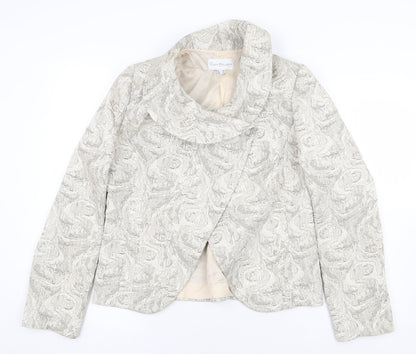 Peter Mandin Womens Beige Geometric Jacket Size 14 Button