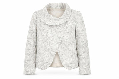Peter Mandin Womens Beige Geometric Jacket Size 14 Button