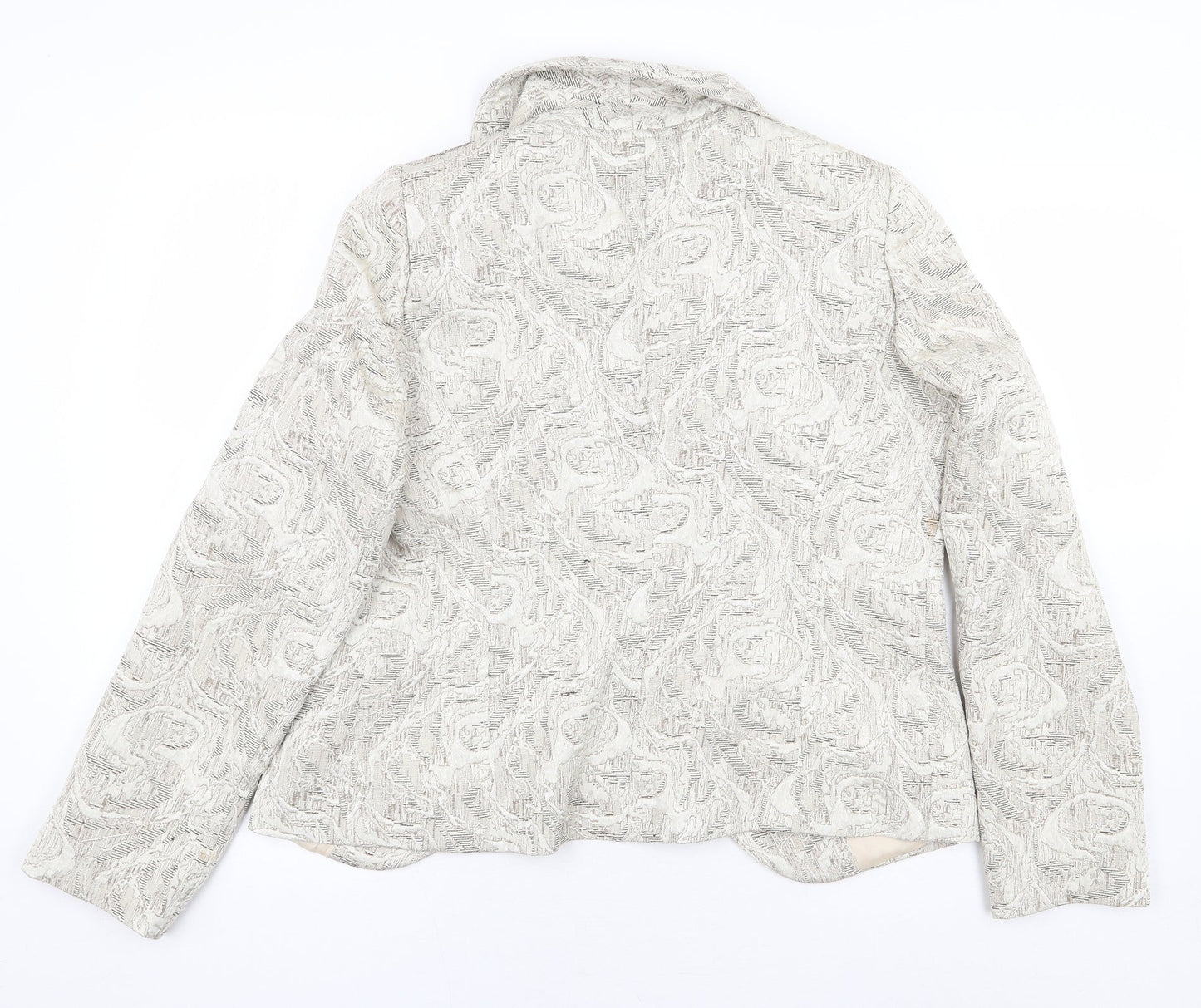 Peter Mandin Womens Beige Geometric Jacket Size 14 Button