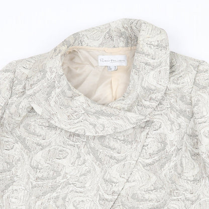 Peter Mandin Womens Beige Geometric Jacket Size 14 Button