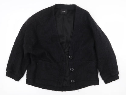 Joan Womens Black Round Neck Polyester Cardigan Jumper Size M