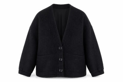 Joan Womens Black Round Neck Polyester Cardigan Jumper Size M
