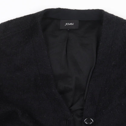 Joan Womens Black Round Neck Polyester Cardigan Jumper Size M