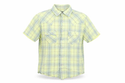 Peter Werth Womens Yellow Plaid 100% Cotton Basic Button-Up Size S Collared
