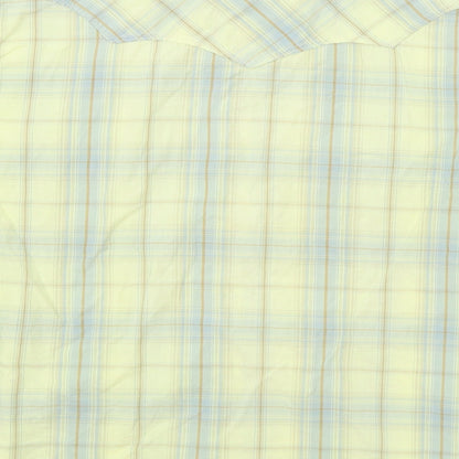 Peter Werth Womens Yellow Plaid 100% Cotton Basic Button-Up Size S Collared