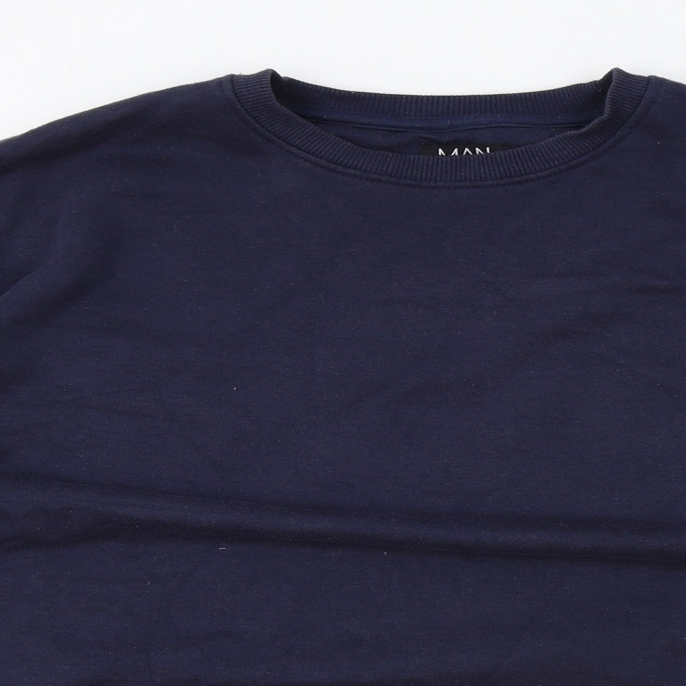 Mens UK Size M Boohoo Blue Pullover Sweatshirt