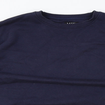 Mens UK Size M Boohoo Blue Pullover Sweatshirt