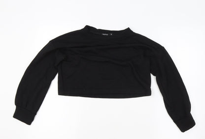 Womens UK Size S Boohoo Black Pullover Sweatshirt