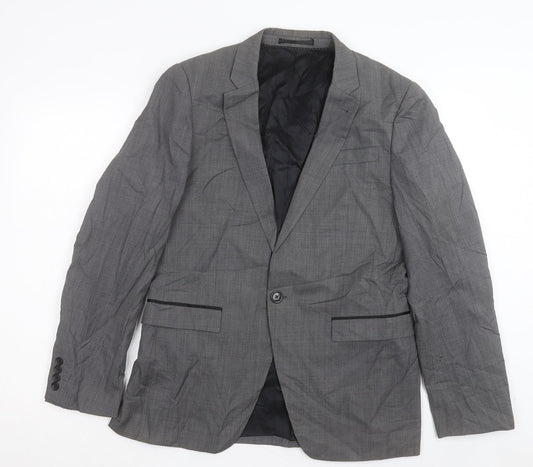Mens UK Size 40 Topman Regular Grey Suit Jacket