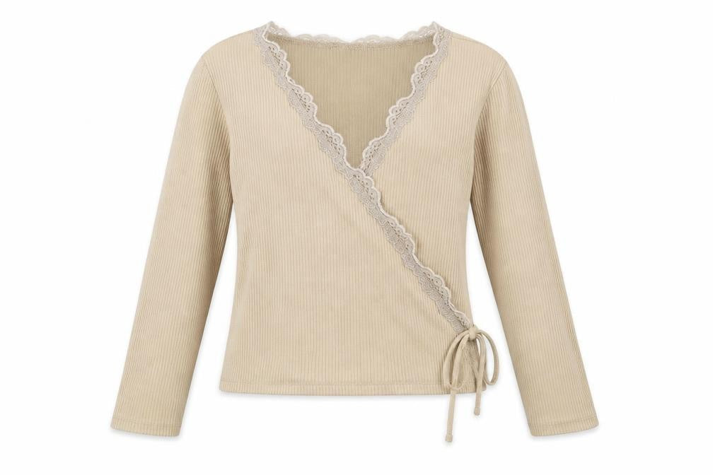 Womens UK Size M Stradivarius Beige Wrap Blouse