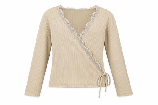 Womens UK Size M Stradivarius Beige Wrap Blouse