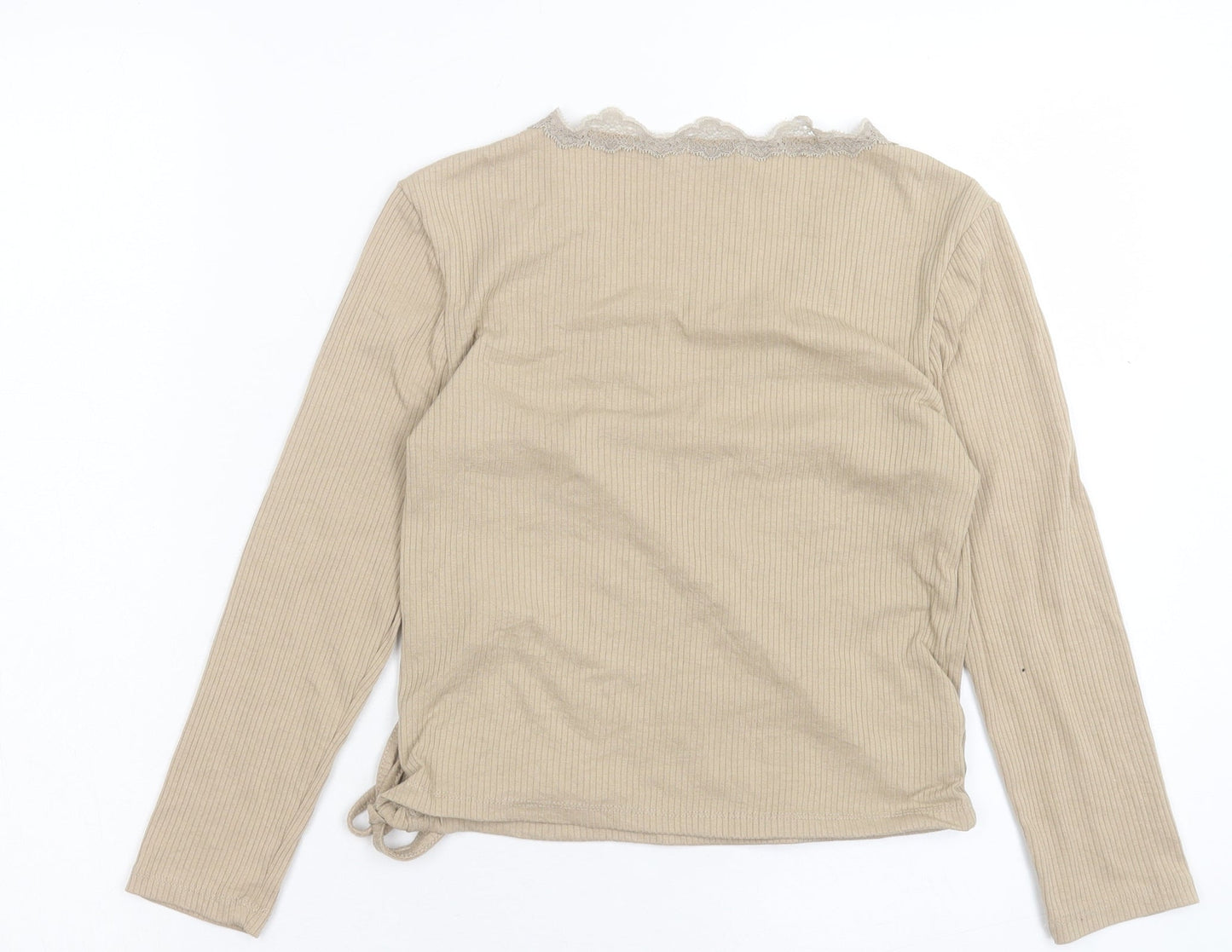 Womens UK Size M Stradivarius Beige Wrap Blouse