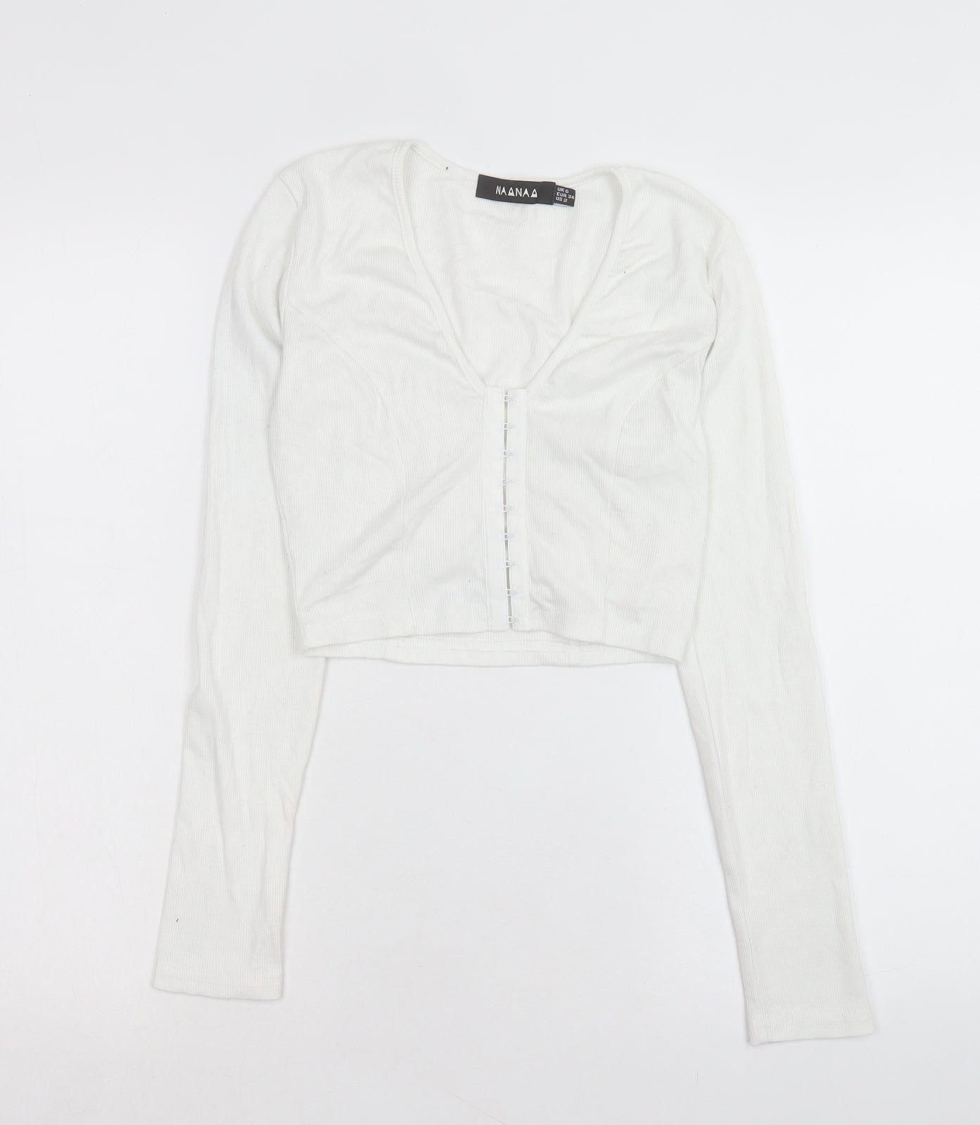 Womens UK Size 6 NAANAA White Cropped T-Shirt