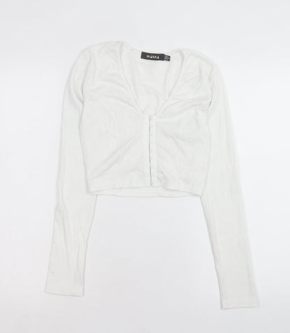 Womens UK Size 6 NAANAA White Cropped T-Shirt