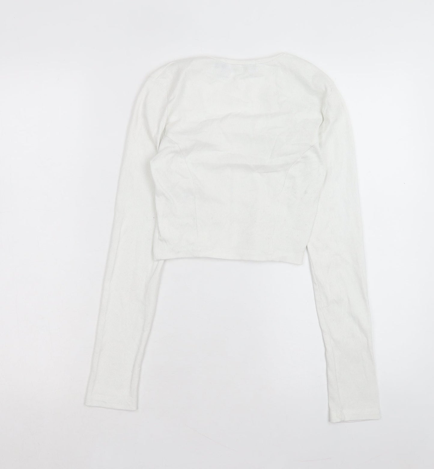 Womens UK Size 6 NAANAA White Cropped T-Shirt