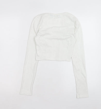 Womens UK Size 6 NAANAA White Cropped T-Shirt