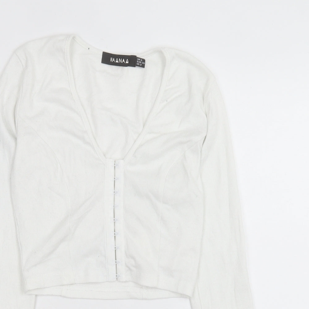 Womens UK Size 6 NAANAA White Cropped T-Shirt