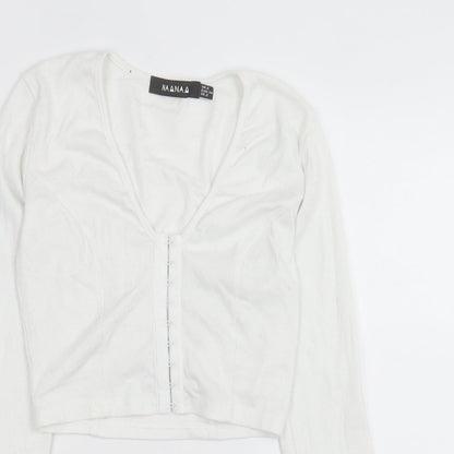Womens UK Size 6 NAANAA White Cropped T-Shirt