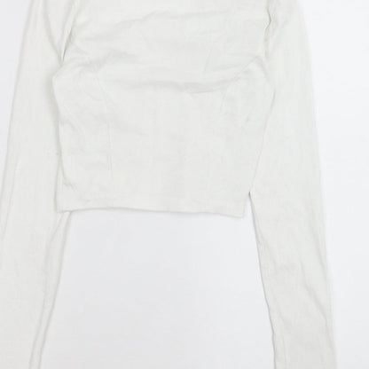 Womens UK Size 6 NAANAA White Cropped T-Shirt