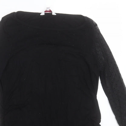 Womens UK Size 10 Red Herring Black Basic T-Shirt