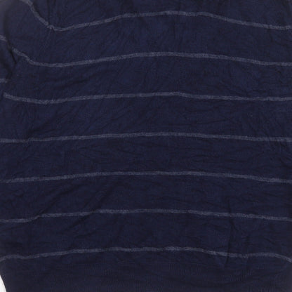 Burton Mens Blue V-Neck Striped Acrylic Pullover Jumper Size M