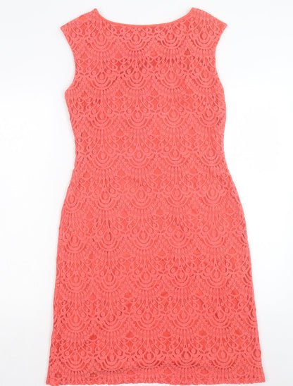 Jessica Howard Womens Pink Polyester Sheath Size 12 Boat Neck Pullover