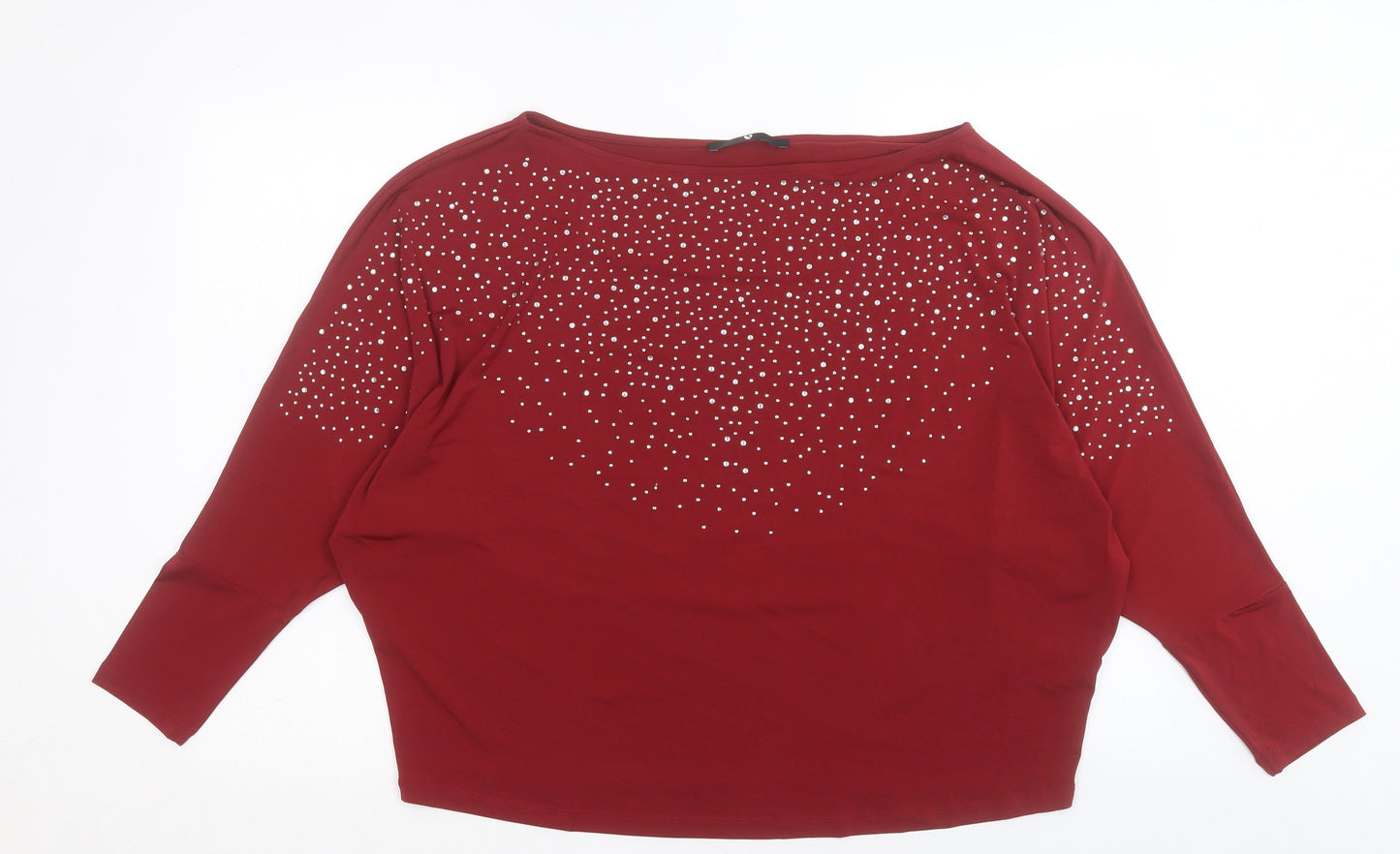 Womens UK Size 14 Very Red Basic T-Shirt