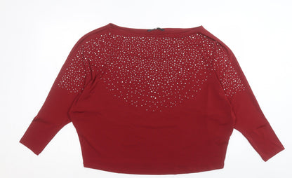 Womens UK Size 14 Very Red Basic T-Shirt