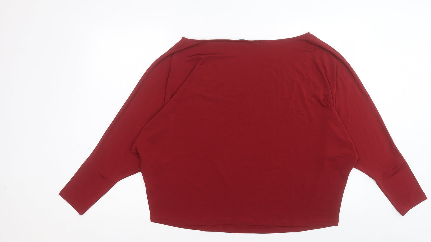 Womens UK Size 14 Very Red Basic T-Shirt