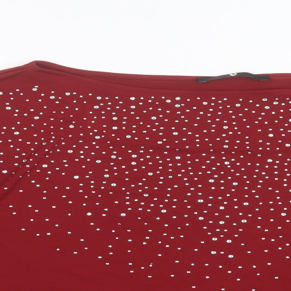 Womens UK Size 14 Very Red Basic T-Shirt