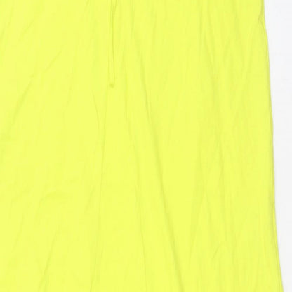 Zara Womens Green Cotton A-Line Size M V-Neck Tie