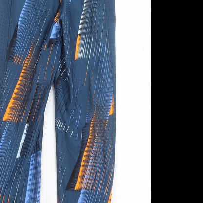 Marks and Spencer Womens Blue Geometric Polyester Cropped Leggings Size 6 L20 in Regular Pullover