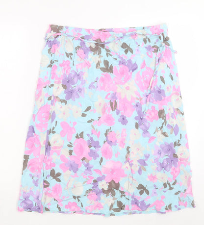 Marks and Spencer Womens Multicoloured Floral Viscose A-Line Skirt Size 12 Zip