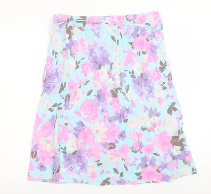 Marks and Spencer Womens Multicoloured Floral Viscose A-Line Skirt Size 12 Zip
