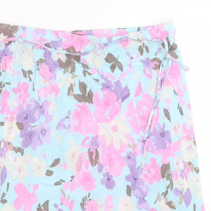 Marks and Spencer Womens Multicoloured Floral Viscose A-Line Skirt Size 12 Zip