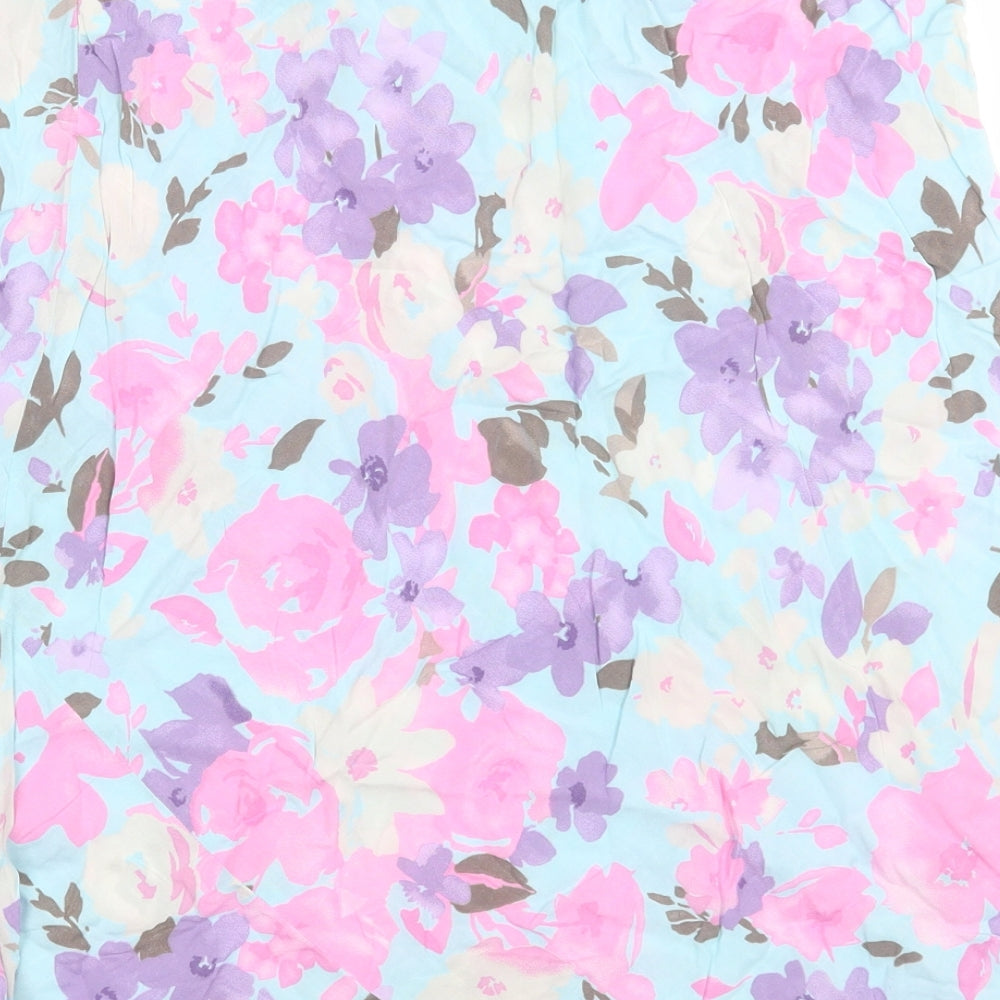 Marks and Spencer Womens Multicoloured Floral Viscose A-Line Skirt Size 12 Zip