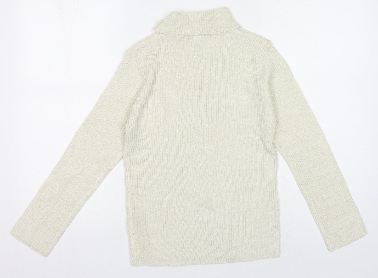 TU Girls Beige High Neck Acrylic Pullover Jumper Size 11 Years Pullover - Ribbed