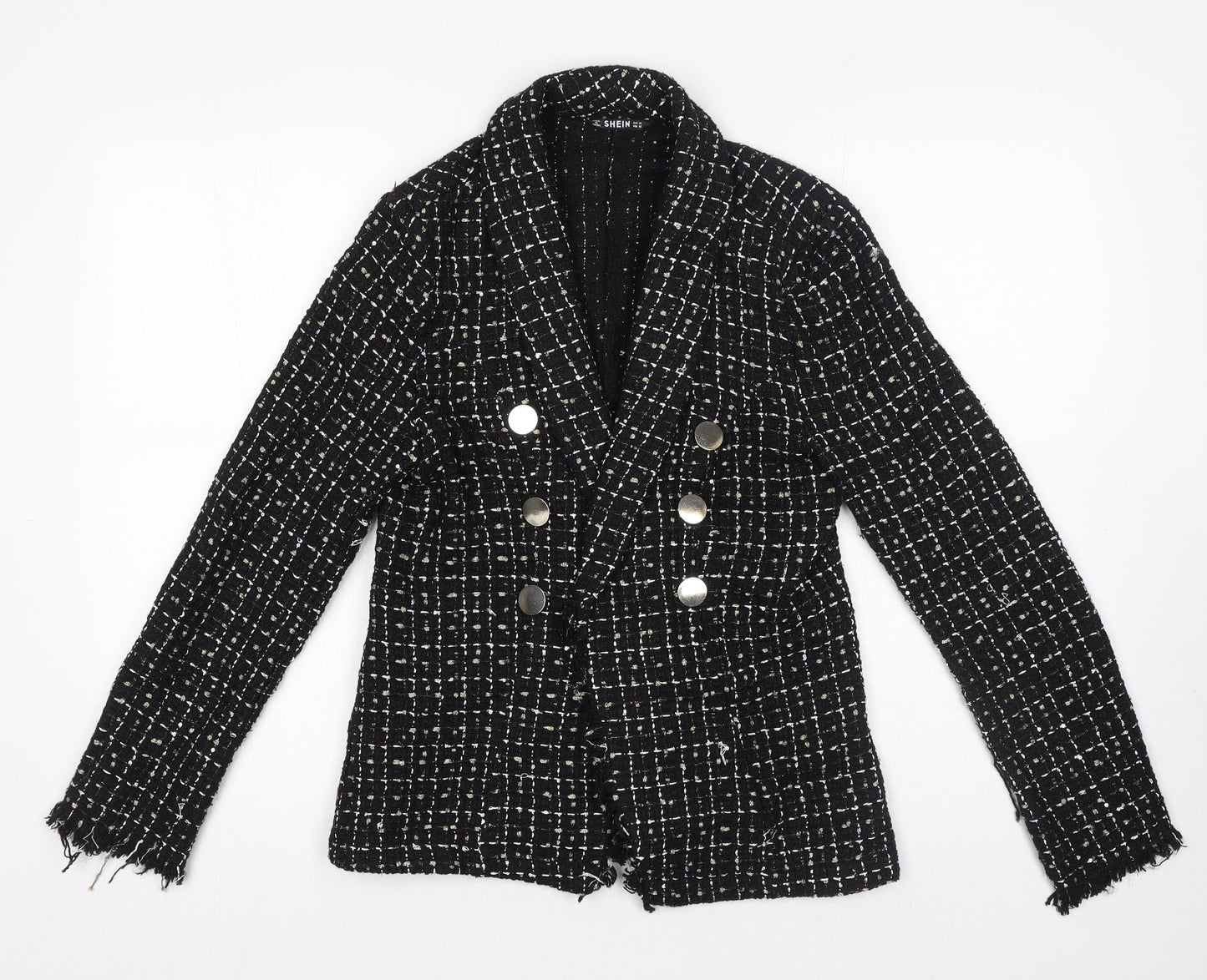 SheIn Womens Black Geometric Polyester Jacket Blazer Size M