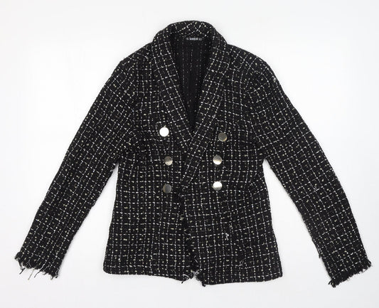 SheIn Womens Black Geometric Polyester Jacket Blazer Size M