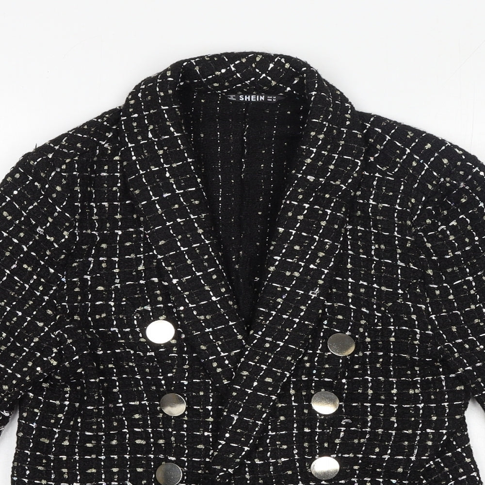 SheIn Womens Black Geometric Polyester Jacket Blazer Size M