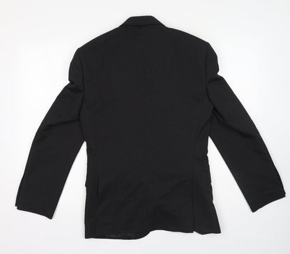 F&F Womens Black Polyester Jacket Suit Jacket Size 38 - Pinstripe
