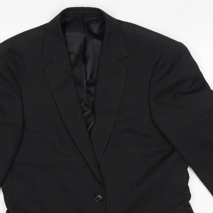 F&F Womens Black Polyester Jacket Suit Jacket Size 38 - Pinstripe