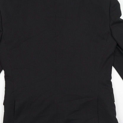 F&F Womens Black Polyester Jacket Suit Jacket Size 38 - Pinstripe