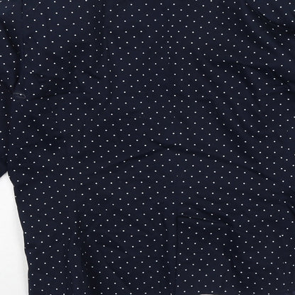 R essential Womens Blue Polka Dot Cotton Jacket Blazer Size 12