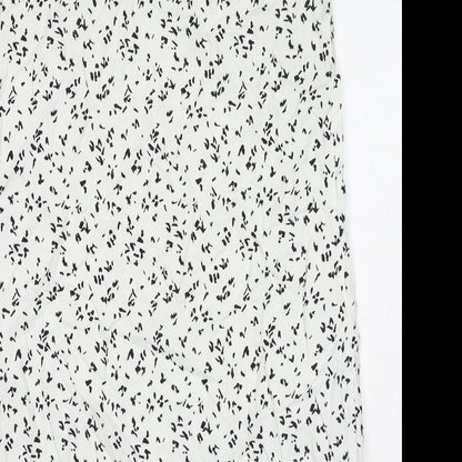 Marks and Spencer Womens White Geometric Flax Shift Size 12 V-Neck Pullover
