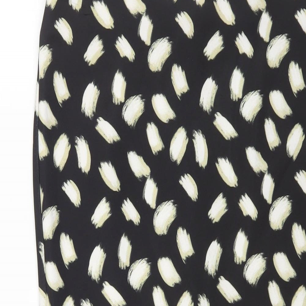 Miss Selfridge Womens Black Geometric Polyester A-Line Skirt Size 10 Zip