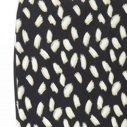 Miss Selfridge Womens Black Geometric Polyester A-Line Skirt Size 10 Zip